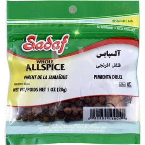 Sadaf Allspice Whole - Whole Allspice for Cooking and Food Flavoring - Whole Allspice Berries - Allspice Seasoning - Kosher - 1 Oz Resealable Bag