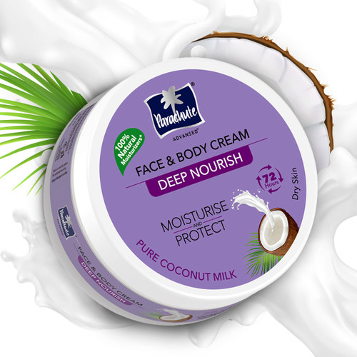 Parachute Advansed Deep Nourish Face & Body Cream, 9.4 fl oz.|Moisturiser For Face & Body, 100% Natural, 72h, Dry Skin