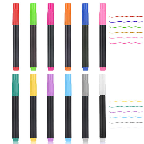 NEWEST Dry Erase Liquid Marker Fine Tip, 12 Pack Whiteboard Erase Markers, Erasable Chalk Marker Pens Fine Point for Acrylic Fridge Calendar Planning Board Clear Window Mirror