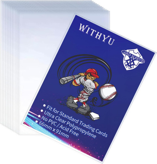 200 Pcs Soft Trading Card Sleeves, Top Loading Sleeves for Standard Cards 2.5" X 3.5"?Ultra-Clear Card Protector for Game Cards, Baseball Cards