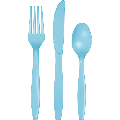 Creative Converting Assorted Pastel Blue Set Plastic Cutlery, Standard