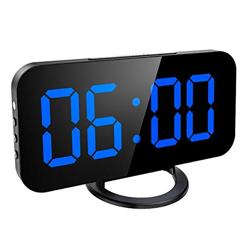 KeeKit Digital LED Alarm Clock, Large 6.5" Mirror Surface Alarm Clock with Dual USB Charging Ports, Snooze Function, Auto/Manual Adjustable Brightness, 12/24H Display for Home, Bedroom, Office