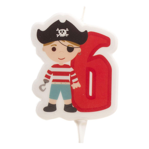 Dekora - Pirate 2D Birthday Candle for Children's Cakes - Number 6 Dekora - Pirate 2D Birthday Candle for Children's Cakes - Number 6