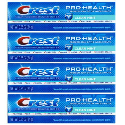 Crest Pro-Health, Clean Mint Toothpaste, 0.85 oz (24g) - Pack of 4