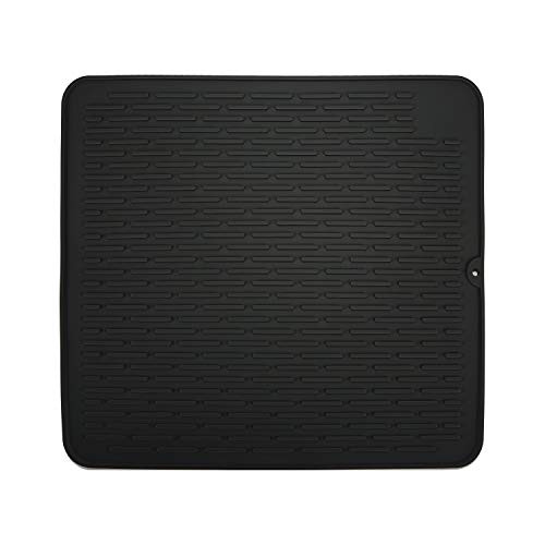 Silicone Dish Drying Mat,18" X 16" Countertop Dish Draining Mat, Sink Mat - Heat Resistant Large Silicone Trivet(Large,Black) (Large,Black)