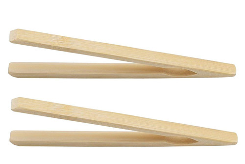 HIC Harold Import Co. Toast Tongs, Set of 2, Natural Bamboo