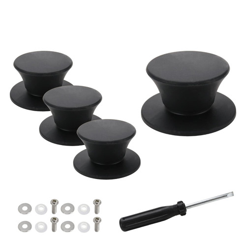 HEVSTIL 4Pack Black Universal Silicone Pot Lid Replacement Knob,Pot Lid Knobs Silicone Pot Lid Handle Heat Resistant Pan Lid Holding Handles for Slow Cookers, Skillets and Kitchen Cookware Covers