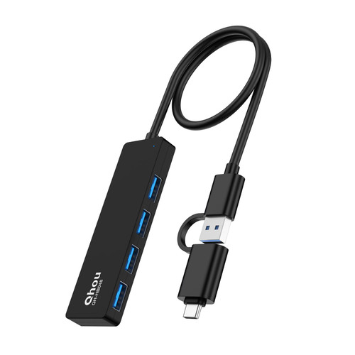 USB C Hub, USB 3.0 Hub, USB C Adapter, 4 Port USB Splitter with 4 USB 3.0 Ports for Laptop, Windows, macOS, Linux, Chrome OS Systems and More USB/USB C Devices