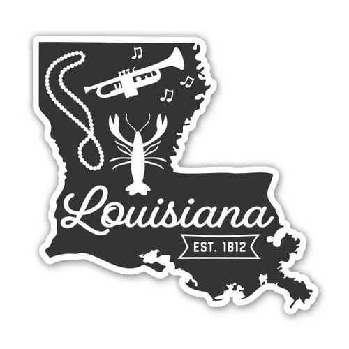 Squiddy Louisiana State Shape Vintage Retro Style - Vinyl Sticker for Car, Laptop, Notebook (5" high)