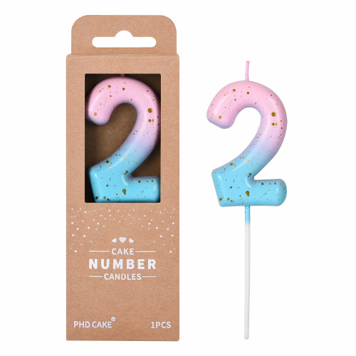PHD CAKE 2.76 Inch Classical Pink Blue Gold 2 Number Birthday Candles, Gold Number Candles, Cake Number Candles, Party Celebration