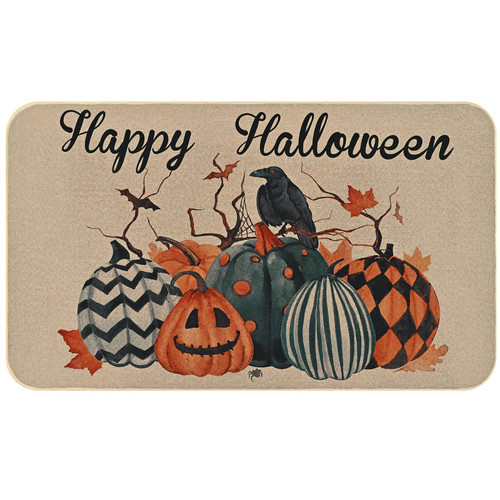 ASPMIZ Halloween Outdoor Doormats, Fall Pumpkin Door Mat Non Slip, Spooky Cow Decorative Entrance Mat, Indoor Outdoor Door Rugs for Entryway, Patio, Halloween Home Kitchen Decorations, 17 x 30 Inches