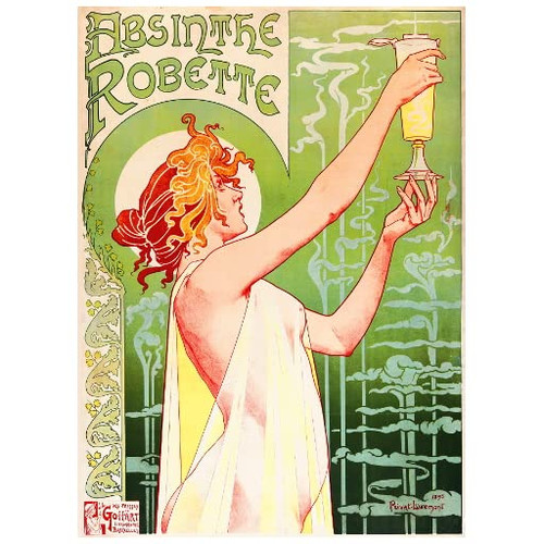 Absinthe Robette Advertising Poster Deco Fridge Magnet, Henri Privat-Livemont Art Nouveau Refrigerator Magnet