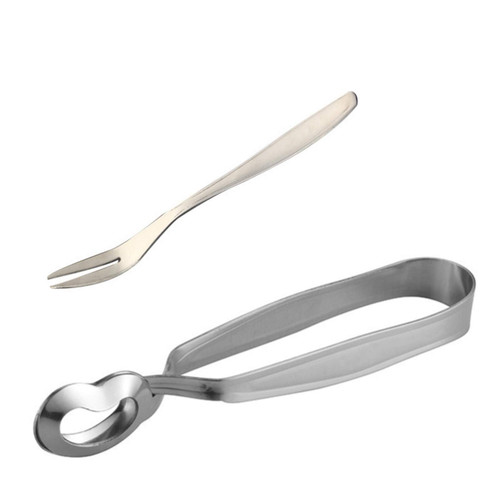 2pcs Stainless Steel Escargot Snail Tong and Snail Fork for Kitchen Cooking Tool for Kitchen Cooking BBQ and Restaurant Serving