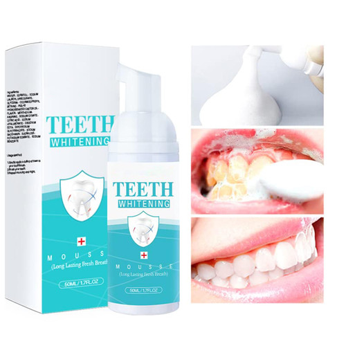 MIESCHER Teeth Whitening Mousse, Refreshing Breath Deep Cleaning Foam Toothpaste Natural Mouth Wash Water,Teeth Whitening Toothpaste Ultra Fine Mousse Foam Reduce Stains Oral Care Toothpaste