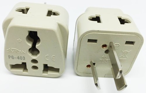Simran 2 Outlet USA to Australia, China, New Zealand Grounded Plug Adapter (PG-403), CE and RoHs Compliant