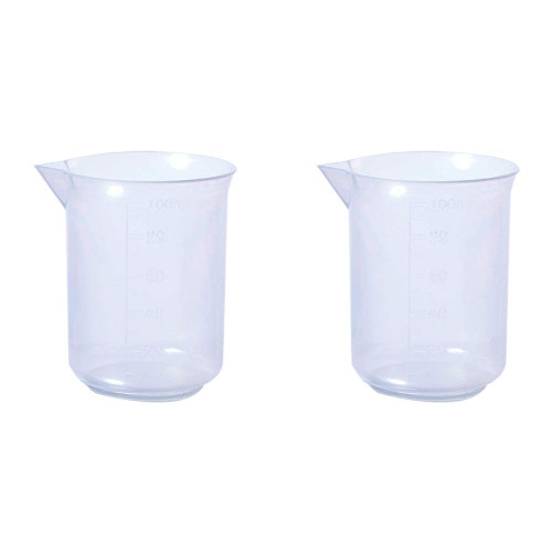 Othmro Measuring Cup 100ml PP Plastic Graduated Beaker Transparent for Lab Kitchen Liquids 2pcs