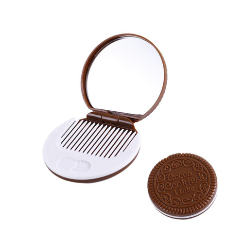 DOITOOL Circle Mirrors Mini Makeup Mirror Travel Pocket Mirror Compact Cosmetic Mirror Compact Mirror for Purses Chocolate Mirror Mini Mirrors Pocket Mirror with Comb Cookie Biscuit