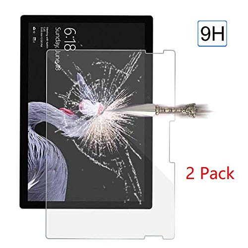 [2 Pack] Screen Protector for Surface Pro 6 / Surface Pro (5th Gen) / Surface Pro 4, TDA HD Clear Tempered Glass Screen Protector Film Guard with Surface Pen Compatible