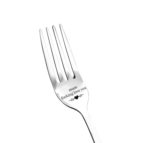 Mother's Day Birthday Gift for Mom Mum I Forking Love You Dinner Fork for Mama Mother Funny Christmas Gifts from Kids Mommy Mother Engraved Stainless Steel Food Forks