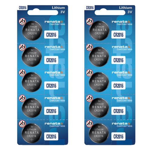 Renata CR2016 Batteries - 3V Lithium Coin Cell 2016 Battery (10 Count)