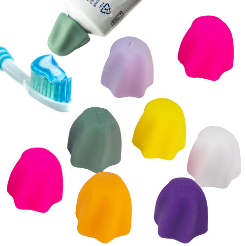 Toothpaste Caps Self Closing No Waste Cap Dispensers Keep Toothpaste Clean for Adult and Kids Bathroom Food Grade Silicone and BPA Free Toothpaste Caps 8-Pack