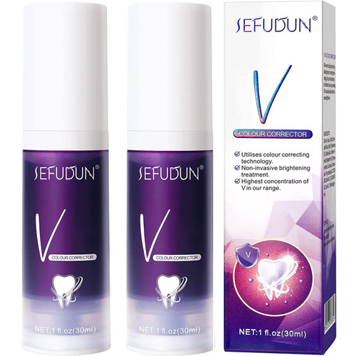 Teeth Whitening Toothpaste 2 Pack, Purple Toothpaste for Teeth Whitening, Color Corrector Toothpaste, Toothpaste Sensitive Teeth, Remove Stains, Improves Teeth Brightness and Reduce Yellowing