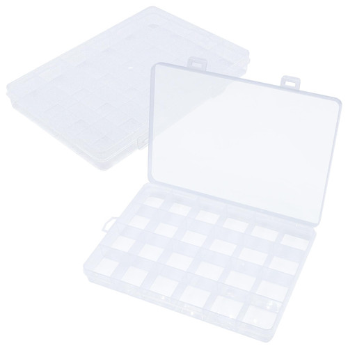 RYKOMO 2 Pack Clear Plastic Organizer Box 24 Grids Plastic Organizer Box with Fixed Dividers Clear Storage Container Jewelry Box for Beads Art DIY Crafts Jewelry Hair Accessories RYKOMO 2 Pack Clear Plastic Organizer Box 24 Grids Plastic Organizer Box with Fixed Dividers Clear Storage Container Jewelry Box for Beads Art DIY Crafts Jewelry Hair Accessories