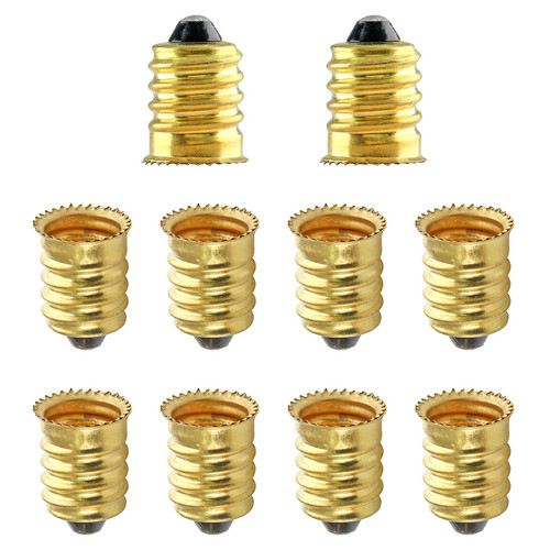 PHITUODA 10pcs E14 to E12 Socket Adapter, E14 to E12 Converter, Golden European Base to Candelabra Socket Reducer Adapter