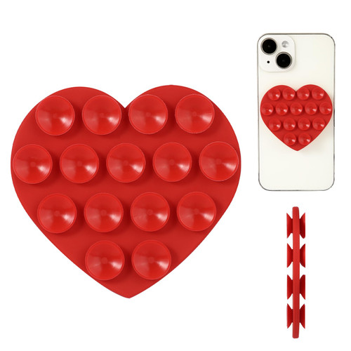 Heart Shape Double Sided Phone Suction Holder, Multi-Purpose Silicone Suction Cup Phone Mount Sweet Phone Case Sticky Phone Grip for Mobile Devices Mirror Glass (Red) Heart Shape Double Sided Phone Suction Holder, Multi-Purpose Silicone Suction Cup Phone Mount Sweet Phone Case Sticky Phone Grip for Mobile Devices Mirror Glass (Red)