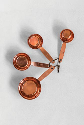 Creative Co-op Set of 4 Metal Leather with Copper Finish Measuring Cups,