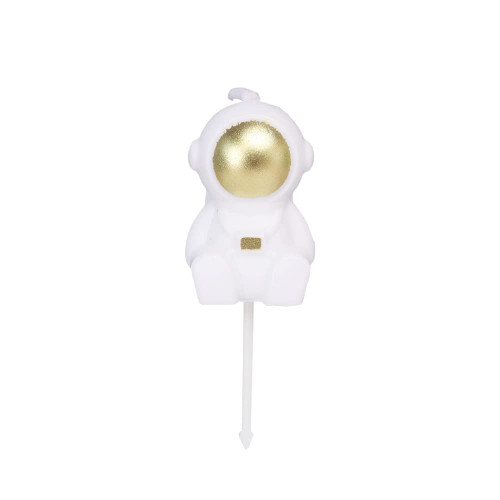 Astronaut Shaped Birthday Candle, Outer Space Themed Birthday Candles, Spaceman Candle Cake Decoration (Gold)