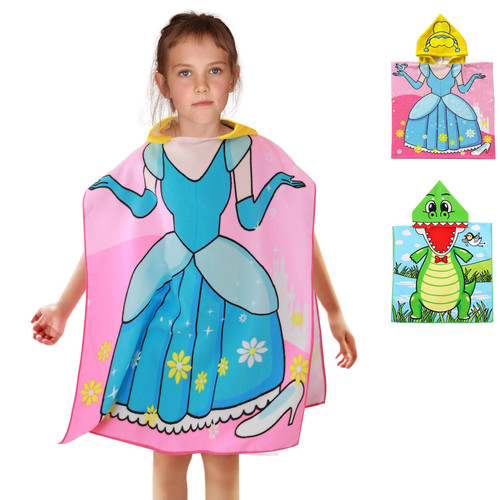 ALXOY Kids Beach Towel for Boys Girls, 47 x 24 Inch Kids Hooded Bath Towel, Toddler Pool Towel with Hood for 1-6 Years (Princess)