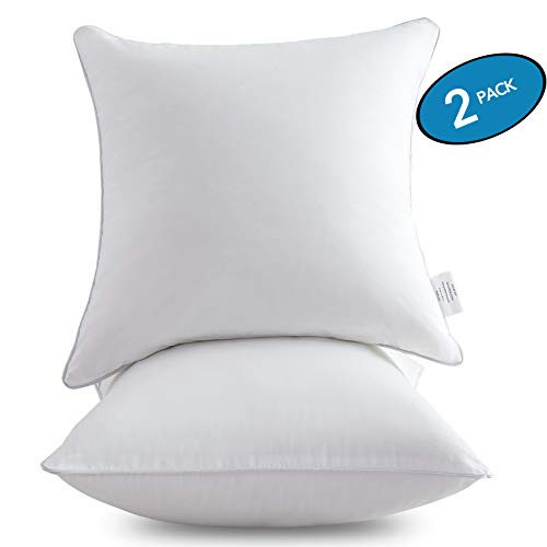 MoMA 16 x 16 Pillow Inserts (Set of 2) - Throw Pillow Inserts with 100% Cotton Cover - 16 Inch Square Interior Sofa Pillow Inserts - Decorative Pillow Insert Pair - White Couch Pillow