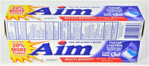 Aim Tartar Control Anticavity Fluoride Toothpaste Gel - 5.5 Ounce (Pack of 2)