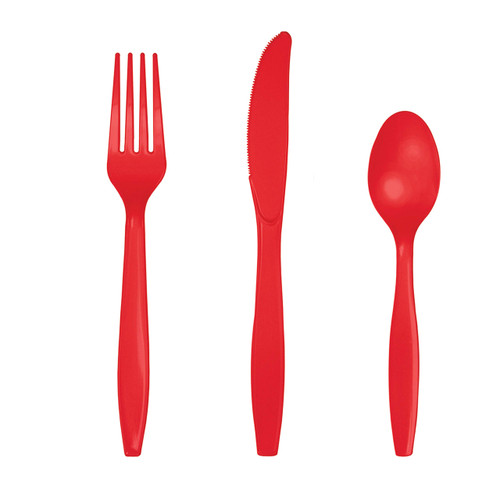 Creative Converting Assortment Plastic Cutlery, Classic Red