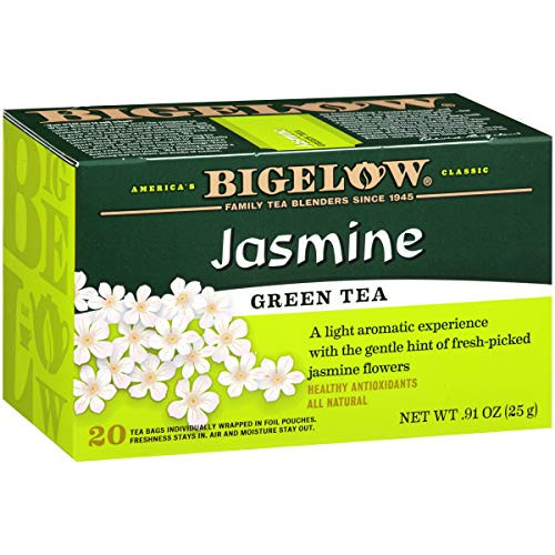 Bigelow Green Tea with Jasmine Caffeinated Individual Green Tea Bags, for Hot Tea or Iced Tea, 20 Count (Pack of 6), 120 Tea Bags Total.