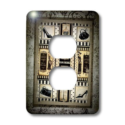 3dRose lsp_28801_6 Two Plug Outlet Cover with Paris Vintage