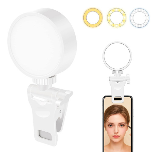 Whellen Selfie Ring Light for Phone, Laptop, Tablets Camera Photography Video, Rechargeable Clip on Ring Light Portable Selfie Fill Light with 60 LED