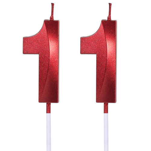 Red 11th & 1st Birthday Candles for Cakes, Number 11 Glitter Candle Cake Topper for Party Anniversary Wedding Celebration Decoration