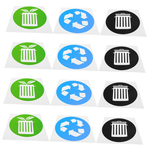 Cabilock 12pcs Trash can Sign Trash Can Decal Trash Recycle Stickers Recycle Garbage Signs Recycle Labels Waste Office Stickers Trash Recycling Stickers Garbage can PVC self-Adhesive Logo