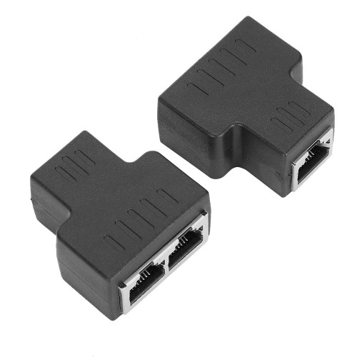 Aatraay Internet Splitter Cable Extender Splitter Black Abs Ethernet Cable Adapter,2PCs Ethernet Cable Adapter 1-in 2-Out RJ45 Female Interface LAN Connector Cable Extender Splitter (Black)