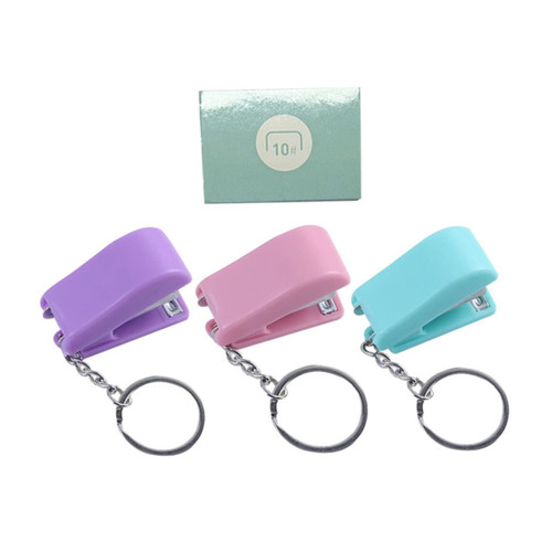 Ciieeo 1 Set Keychain Stapler Plastic Stapler Keychain Mini Book Stapler Paperclip Stapler Mini Student Stapler staplers for Desk Novelty staplers Purple Metal Office Hanging Gift