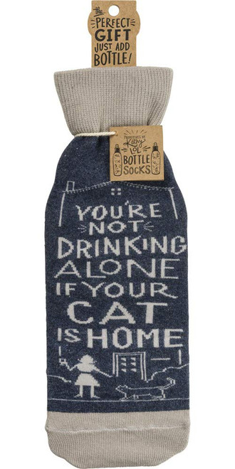 Primitives by Kathy LOL Made You Smile Reusable Gift Bottle Sock, 3.38" x 11.25", Cat is Home