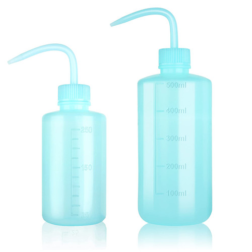 Melphoe Tattoo Wash Bottle Squeeze 2Pcs 250ml 500ml Squirt Bottle Succulent Watering Can, Safety Rinse Bottle, Plastic Squeeze Medical Lab Washing Bottle, Tattoo Supplies, Lash Water Bottle (Blue)