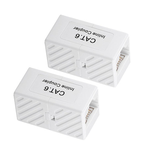 MTUERANC CAT6 Keystone Jack, 2 Pack RJ45 Couplers Female to Female Straight Shielded in-Line Cat6 Cat6A Cable Network Ethernet Module White (Cat6)