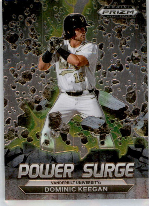 2022 Panini Prizm Draft Picks Power Surge #16 Dominic Keegan RC Rookie Vanderbilt Commodores Baseball Trading Card