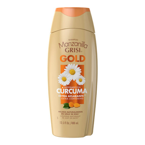 Manzanilla Grisi Gold Extract Lightening Shampoo, Extra lightening and glowing effect hair, with Chamomile Flower Extract and Turmeric 13.50 Fl Oz