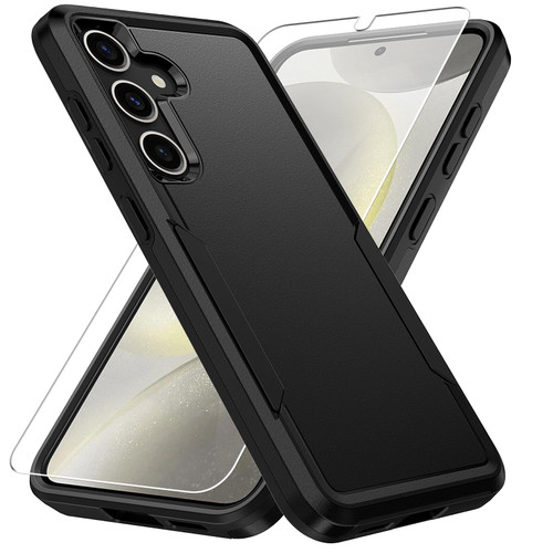 for Samsung Galaxy S24 Case,Galaxy S24 Case with Screen Protector, Heavy-Duty Tough Rugged Shockproof Protective Case for Samsung S24 6.2", Black