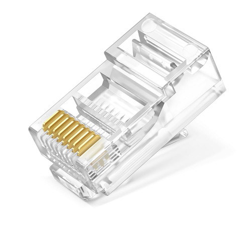 Uvital 100 Pack Cat5e Connectors, RJ45 Cat5 Pass Through Connector, Easy to Crimp End for Solid and Stranded UTP Network Cable, Male Ethernet Modular Plug Uvital 100 Pack Cat5e Connectors, RJ45 Cat5 Pass Through Connector, Easy to Crimp End for Solid and Stranded UTP Network Cable, Male Ethernet Modular Plug