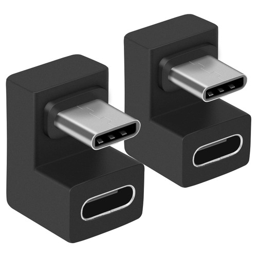USB C 180 Degree Angled Adapter, U Shape USB C 3.1 Male to Female Adapter, Type C Angled Adapter Data Transfer Connector Compatible for Samsung, MacBook and More